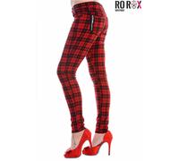 Women's Plaid Check Punk Skinny Trousers - Ladies Goth Emo Stretch Tartan Pants
