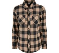 Urban Classics Women's Ladies Turnup Checked Flanell Shirt, Black/softtaupe, XL