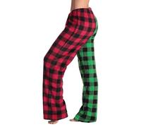 Womens Plaid Fleece Pajama Pants Wide Leg Lounge Bottoms with Elastic Waist | Soft Buffalo Check Flannel Sleepwear for Autumn & Winter Cosy Indoor Check Loungewear Pyjama Trousers
