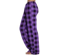 Womens Plaid Fleece Pajama Pants Wide Leg Lounge Bottoms with Elastic Waist | Soft Buffalo Check Flannel Sleepwear for Autumn & Winter Cosy Indoor Check Loungewear Pyjama Trousers