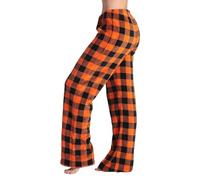 Womens Plaid Fleece Pajama Pants Wide Leg Lounge Bottoms with Elastic Waist | Soft Buffalo Check Flannel Sleepwear for Autumn & Winter Cosy Indoor Check Loungewear Pyjama Trousers