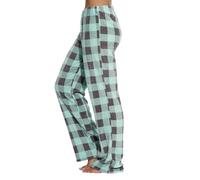 Womens Plaid Fleece Pajama Pants Wide Leg Lounge Bottoms with Elastic Waist | Soft Buffalo Check Flannel Sleepwear for Autumn & Winter Cosy Indoor Check Loungewear Pyjama Trousers
