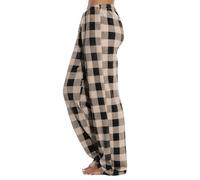 Womens Plaid Fleece Pajama Pants Wide Leg Lounge Bottoms with Elastic Waist | Soft Buffalo Check Flannel Sleepwear for Autumn & Winter Cosy Indoor Check Loungewear Pyjama Trousers