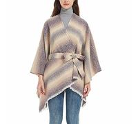 Women's Plaid Fringe Cardigan Open Front Kimono Coat Cape Cloak Poncho Belted Wrap Shawl Buffalo Oversized Warm Wraps Checked Knitted Tartan Blanket Bohemia Long Shawl Coffe for Evening Dress