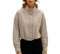 Women's Plaid Jacket Casual Long Sleeve Checked Bomber Jackets Stand Collar, Zip Up Vintage Harringt0n Jacket Lightweight Autumn Outerwear for Ladies Relaxed Fit Gingham Tops