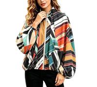 Women's Plaid Jacket Casual Long Sleeve Checked Bomber Jackets Stand Collar, Zip Up Vintage Harrington Jacket Lightweight Coats Outerwear for Ladies Relaxed Fit Gingham Tops Streetwear