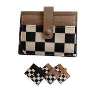 Women's Plaid Pattern Compact Wallet Multi-card Slot Credit Card Holder Snap Button Checkered Bifold Small Card Wallet (Khaki,11 * 8 cm)