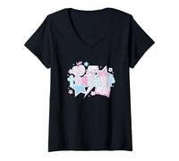 Womens Plaid Teacher Apple Star Creative Fun V-Neck T-Shirt