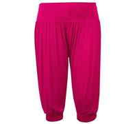 Womens Plain 3/4 Shorts Ladies Ruched Gathered Baggy Ali Baba Cropped Stretch Elasticated Waistband Trousers Leggings Harem Hareem Pants Plus Size Cerise Size 22 - 24 (XXXL)