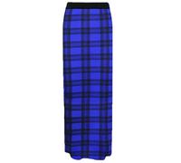 Womens Plain and Printed Long Maxi Skirts for Women UK High Waist Jersey Gypsy Style Summer Loose Fit Baggy Casual Ladies Dresses Blue Tartan 24-26