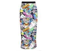 Womens Plain and Printed Long Maxi Skirts for Women UK High Waist Jersey Gypsy Style Summer Loose Fit Baggy Casual Ladies Dresses Bang Print 12-14