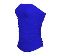Womens Plain Bandeau Side Ruched Gather Crop Top Ladies Everyday Use Party Wear Boob Tube Crop Top Strapless Printed Vest Crop Bra Top Bralet Plus Size UK 8-26 Royal Blue