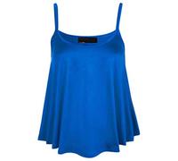 Womens Plain Cami Swing Vest Sleeveless Top Ladies Strappy Flared Cami Vest Top Plus Size