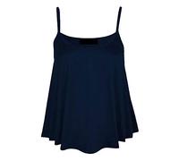 Womens Plain Cami Swing Vest Sleeveless Top Ladies Strappy Flared Cami Vest Top Plus Size
