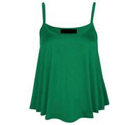 Womens Plain Cami Swing Vest Sleeveless Top Ladies Strappy Flared Cami Vest Top Plus Size Bottle Green