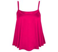 Womens Plain Cami Swing Vest Sleeveless Top Ladies Strappy Flared Cami Vest Top Plus Size Cerise
