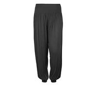 Womens Plain Long Ali Baba Harem Ladies Elasticated Gathered Waistband Baggy Trousers Pants Full Length Leggings Plus Size Dark Grey Size 22 (XXL)