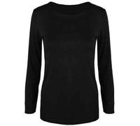 Womens Plain Long Sleeves T-Shirt Ladies Round Neck Basic Stretch Black Shirt Top Casual Wear Oversized Comfort Fancy Dress Party Tee Top UK Plus Size 8-26