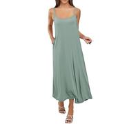 Womens Plain Loose Strap Maxi Dress, Functional Built in Pockets, Relaxed Plus Size Fit for Office Days, Beach Getaways and Warm Season Travel Plans(Mint Green, XXXXXXXXL)