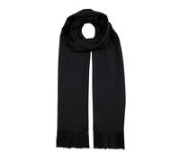 Women's Plain Pashmina Shawl with Tassels - BLACK / ONE