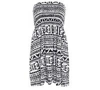 Women's Plain Printed Sheering Top Off-Shoulder Boobtube Style Shirt Ladies Beach Summer Mini Dress Gator Bandeau Oversized Strapless Boob Tube Plus Size Big Aztec 12-14
