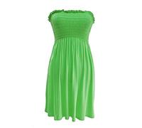 Women's Plain Printed Sheering Top Off-Shoulder Boobtube Style Shirt Ladies Beach Summer Mini Dress Gator Bandeau Oversized Strapless Boob Tube Plus Size Jade Green 12-14