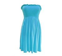 Women's Plain Printed Sheering Top Off-Shoulder Boobtube Style Shirt Ladies Beach Summer Mini Dress Gator Bandeau Oversized Strapless Boob Tube Plus Size Turquoise 20-22