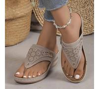 Women's Plain Round Head Thick Hollow Outerwear Herringbone Slippers Shoes Women 1, gray, 8 UK