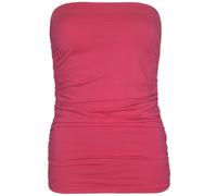Womens Plain Ruched Ladies Sleeveless Gathered Elasticated Soft Stretch Strapless Bandeau Boob Tube Vest Top Red Size 14-16 (L/XL)
