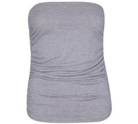 Womens Plain Ruched Ladies Sleeveless Gathered Elasticated Soft Stretch Strapless Bandeau Boob Tube Vest Top Light Grey Size 8 - 10