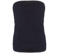 Womens Plain Ruched Ladies Sleeveless Gathered Elasticated Soft Stretch Strapless Bandeau Boob Tube Vest Top Black Size 8 - 10
