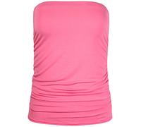 Womens Plain Ruched Ladies Sleeveless Gathered Elasticated Soft Stretch Strapless Bandeau Boob Tube Vest Top Coral Size 14 - 16 (L/XL)