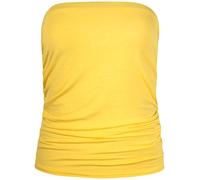 Womens Plain Ruched Ladies Sleeveless Gathered Elasticated Soft Stretch Strapless Bandeau Boob Tube Vest Top Yellow Size 22-24 (XXXL)