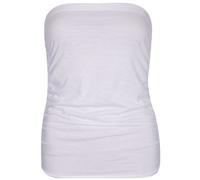 Womens Plain Ruched Ladies Sleeveless Gathered Elasticated Soft Stretch Strapless Bandeau Boob Tube Vest Top White Size 18 - 20 (XL)