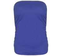 Womens Plain Ruched Ladies Sleeveless Gathered Elasticated Soft Stretch Strapless Bandeau Boob Tube Vest Top Royal Blue Size 18-20 (XL)