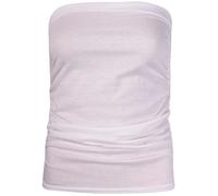 Womens Plain Ruched Ladies Sleeveless Gathered Elasticated Soft Stretch Strapless Bandeau Boob Tube Vest Top Cream Size 12 - 14