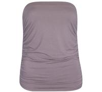 Womens Plain Ruched Ladies Sleeveless Gathered Elasticated Soft Stretch Strapless Bandeau Boob Tube Vest Top Mocha Size 12 - 14