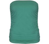 Womens Plain Ruched Ladies Sleeveless Gathered Elasticated Soft Stretch Strapless Bandeau Boob Tube Vest Top (18-20, Jade Green)