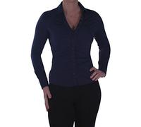 Womens Plain Ruched Long Sleeve Collared Skinny Fit Office Work Blouse Shirt