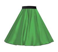 Women's Plain Satin 1950s Style Rock and roll Skirt for Themed Occasions, Nights, and Events (L (30" Waist), Emerald)