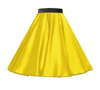 Women's Plain Satin 1950s Style Rock and roll Skirt for Themed Occasions, Nights, and Events (M (28" Waist), Yellow)