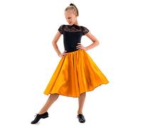 Women's Plain Satin 1950s Style Rock and roll Skirt for Themed Occasions, Nights, and Events (S (26" Waist), Orange)