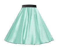 Women's Plain Satin 1950s Style Rock and roll Skirt for Themed Occasions, Nights, and Events (S (26" Waist), Mint)