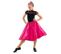 Women's Plain Satin 1950s Style Rock and roll Skirt for Themed Occasions, Nights, and Events (XL (32" Waist), Cerise)