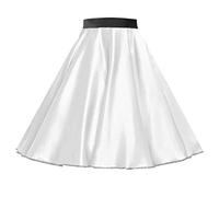 Women's Plain Satin 1950s Style Rock and roll Skirt for Themed Occasions, Nights, and Events (XL (32" Waist), White)