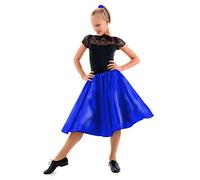 Women's Plain Satin 1950s Style Rock and roll Skirt for Themed Occasions, Nights, and Events (XL (32" Waist), Royal Blue)
