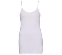 Womens Plain Sleeveless Ladies Stretch Round Scoop Neckline Camisole Long Strappy Vest Tank Top Plus Size White Size 18-20 (XXL)