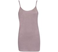 Womens Plain Sleeveless Ladies Stretch Round Scoop Neckline Camisole Long Strappy Vest Tank Top Plus Size (12-14, Mocha, Numeric_12)
