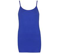 Womens Plain Sleeveless Ladies Stretch Round Scoop Neckline Camisole Long Strappy Vest Tank Top Plus Size (12-14, Royal Blue, Numeric_12)
