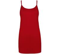 Womens Plain Sleeveless Ladies Stretch Round Scoop Neckline Camisole Long Strappy Vest Tank Top Plus Size (8-10, Red, Numeric_8)